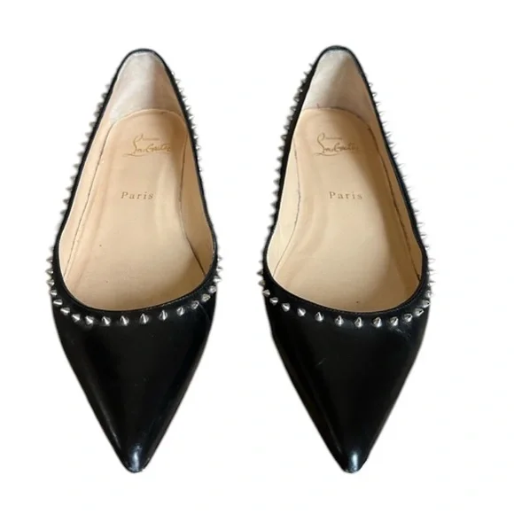 Christian Louboutin Anjalina leather spike flatsRETAIL 695